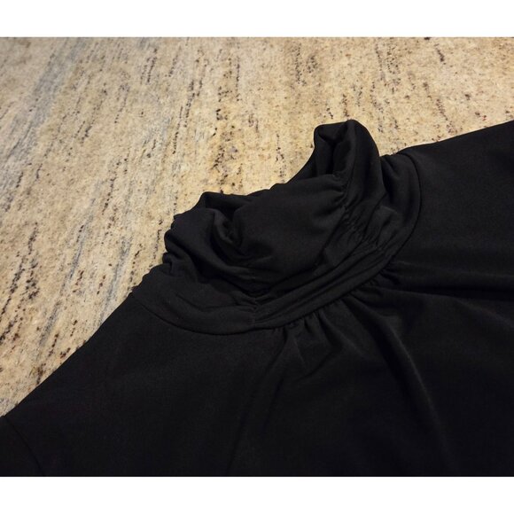 Susan Graver Essentials Woman's Size M Black  Butterknit Ruched Turtleneck Top - Picture 9 of 14
